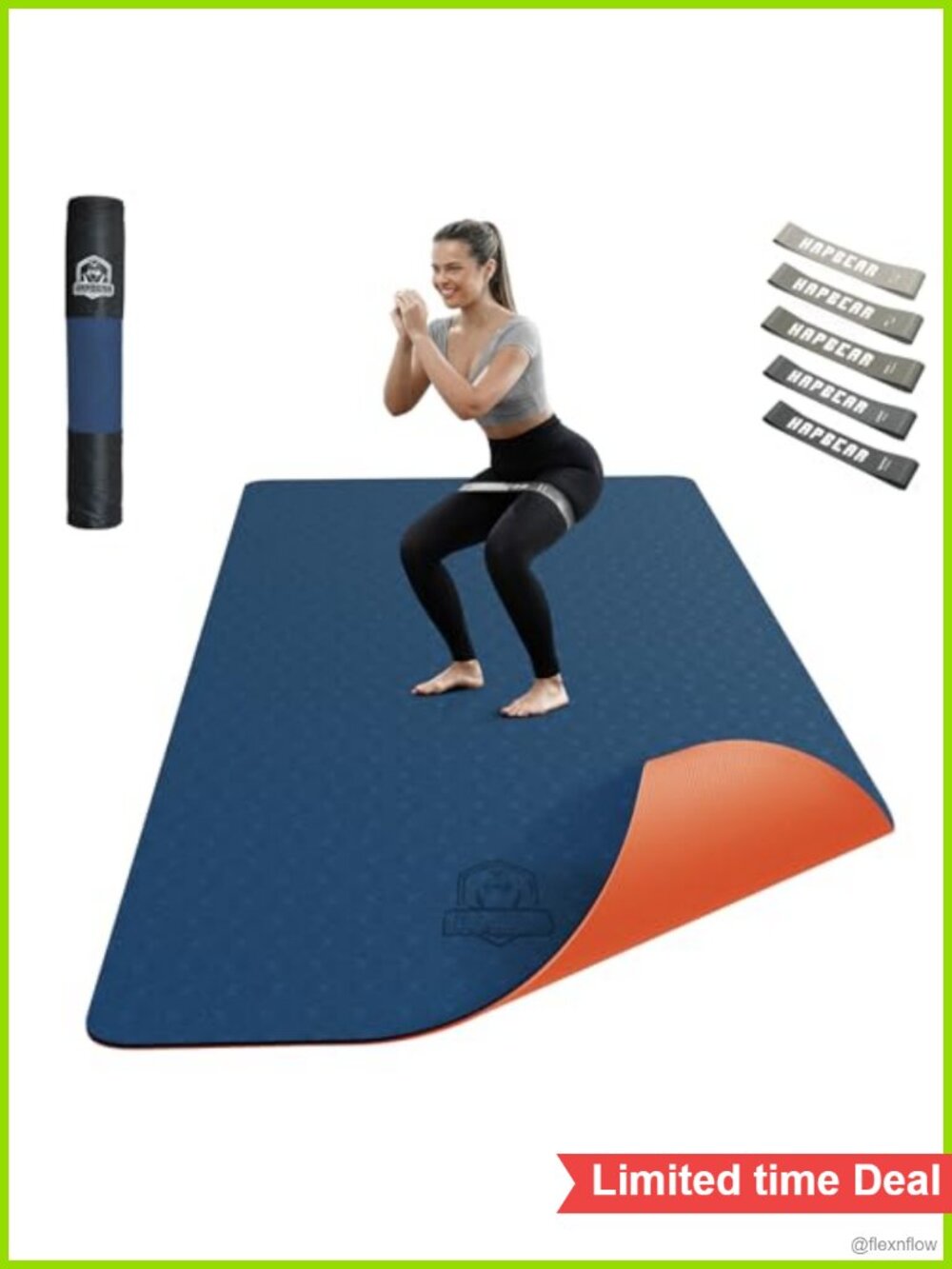 Extra Wide 6mm TPE Non-Slip Yoga Mat with Carry Bag for Home Workout Pilates
